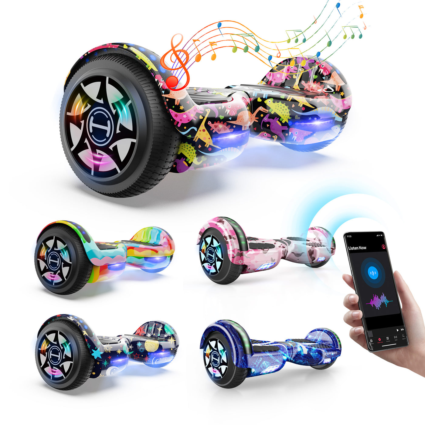 iHoverboard H1 Bluetooth LED Hoverboard 6,5" mit einer Reihe von Farben