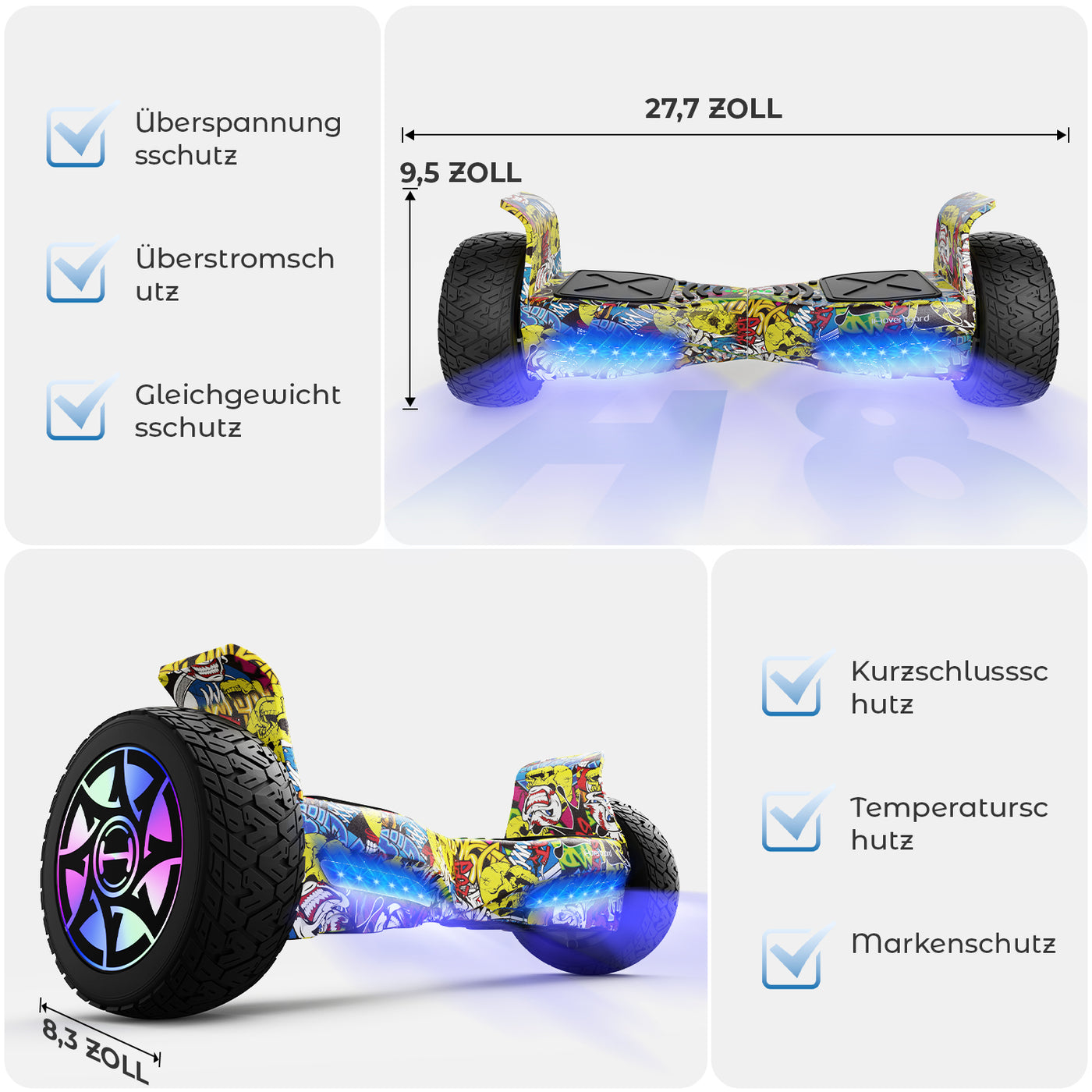 iHoverboard H8/H8Pro LED Gelbes Hoverboard Gelände 8.5"