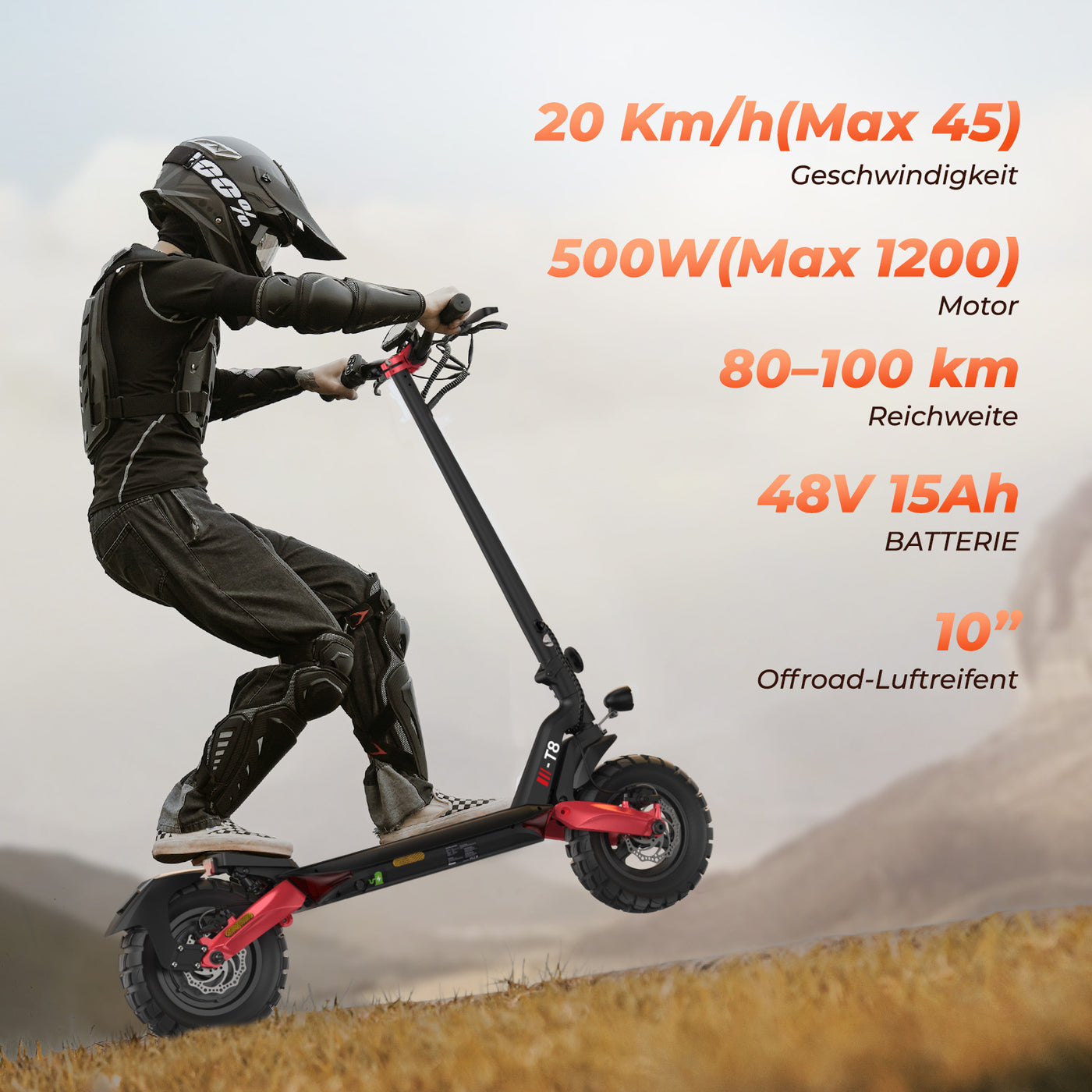 iHoverboard 1200W T8 Offroad E-Scooter Mit Straßenzulassung (ABE/eKFV)