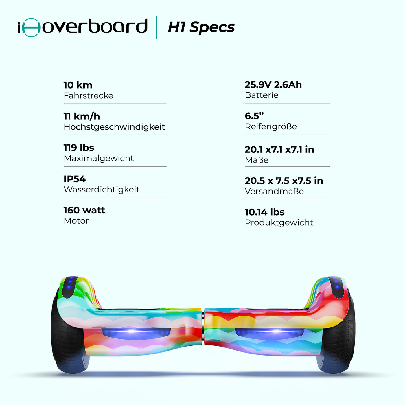 iHoverboard H1 Bluetooth LED Hoverboard Kinder 6,5"